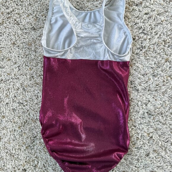 Snowflake Designs gymnastics leotard metallic purple, silver size small - Picture 2 of 2